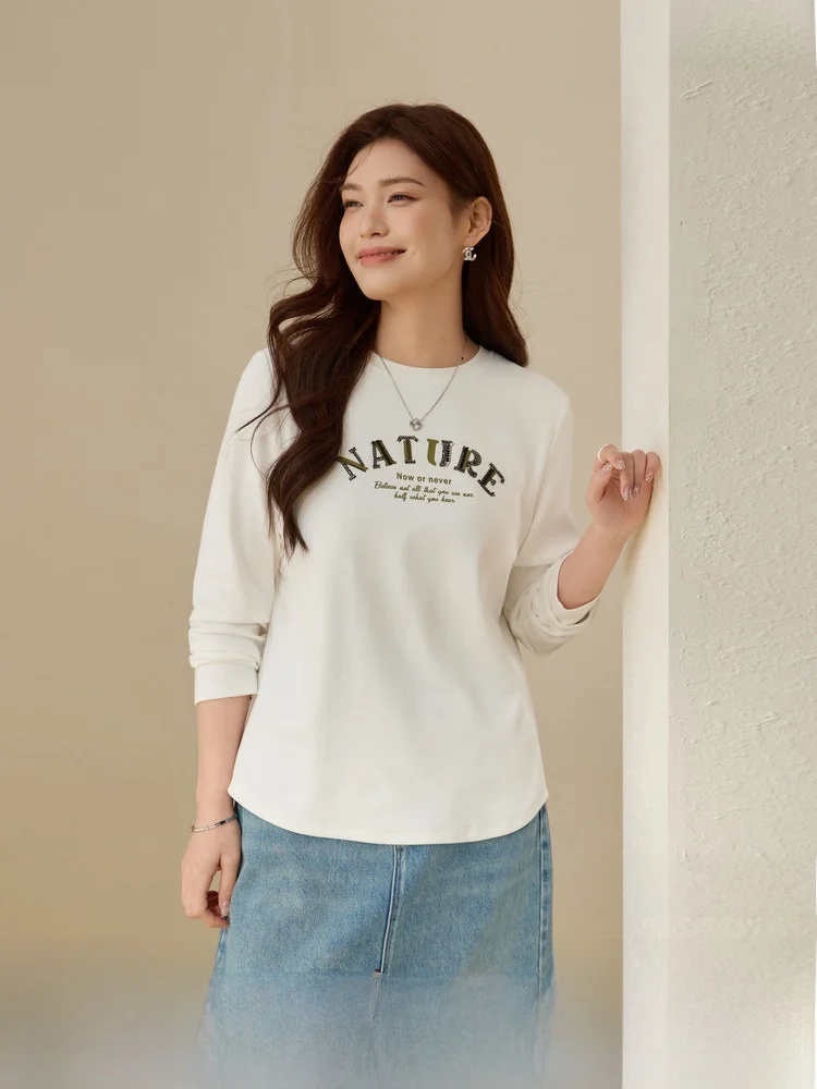 

Новинка: Удобная хлопковая длинная футболка для женщин больших размеров, весенняя коллекция, для повседневной носки