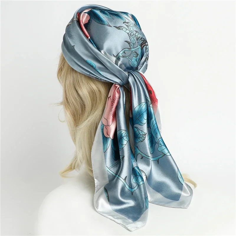 

Women Dot Print Square Scarf For Women Silk Shawl Neckerchief Female Hair Bands Head Wraps Headband Foulard Satin Hijab Bandana