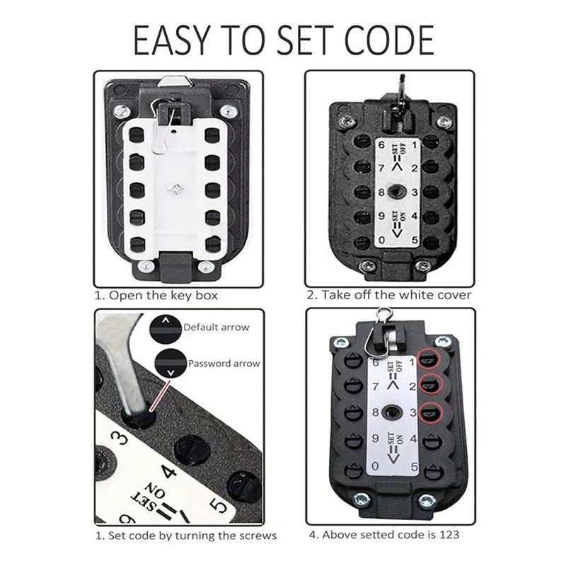 1Set 10-Digits Combination Lockbox Button Key Box For Outside Wall Mount For Home Dark Gray