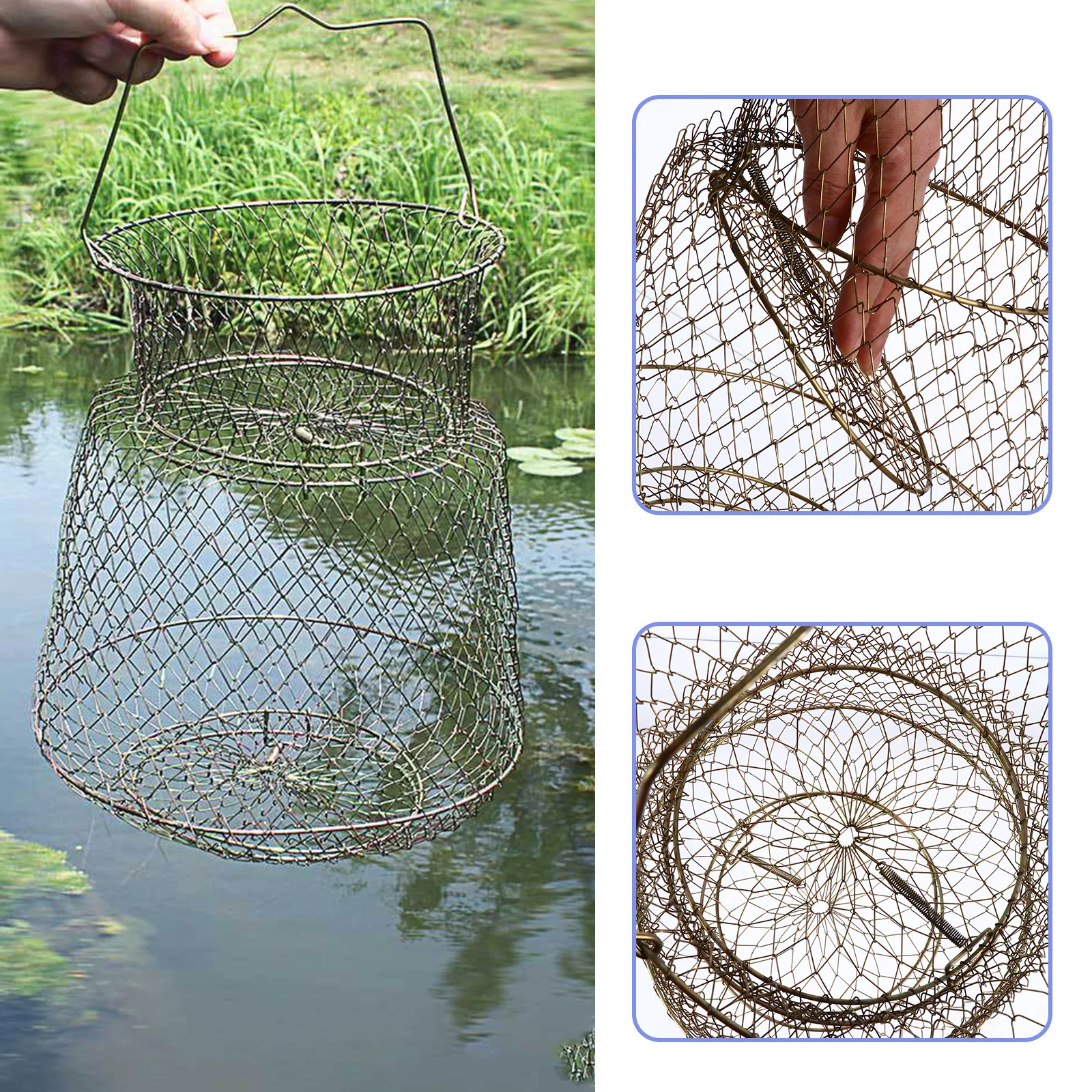 

Folding Steel Wire Fishing Trap Cage Foldable Retractable Outdoor Trap Net for Fish Shrimp Crab Handy Tool Handy Fishing Tool