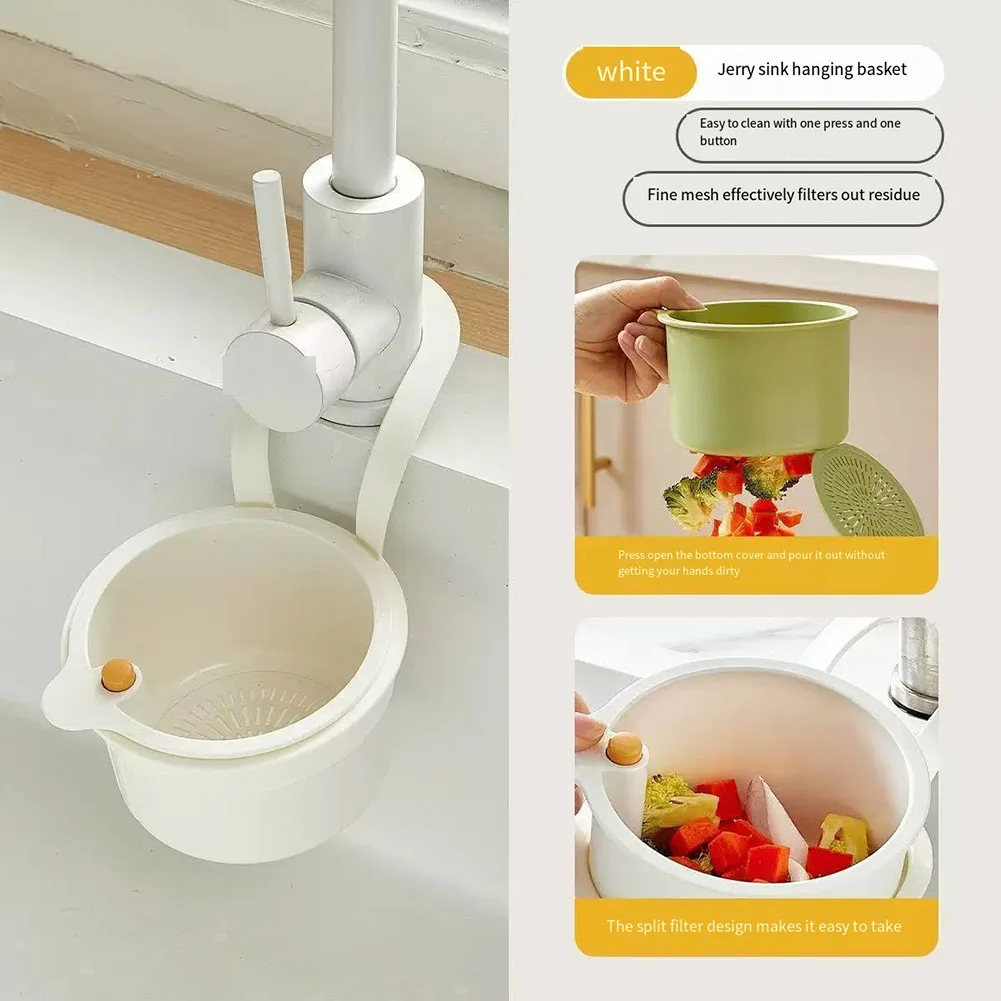 1PC Creative Sink Hanging Strainer Basket Openable Bottom Cover Detachable Kitchen Garbage Filter Multifunctional Quickly Drain