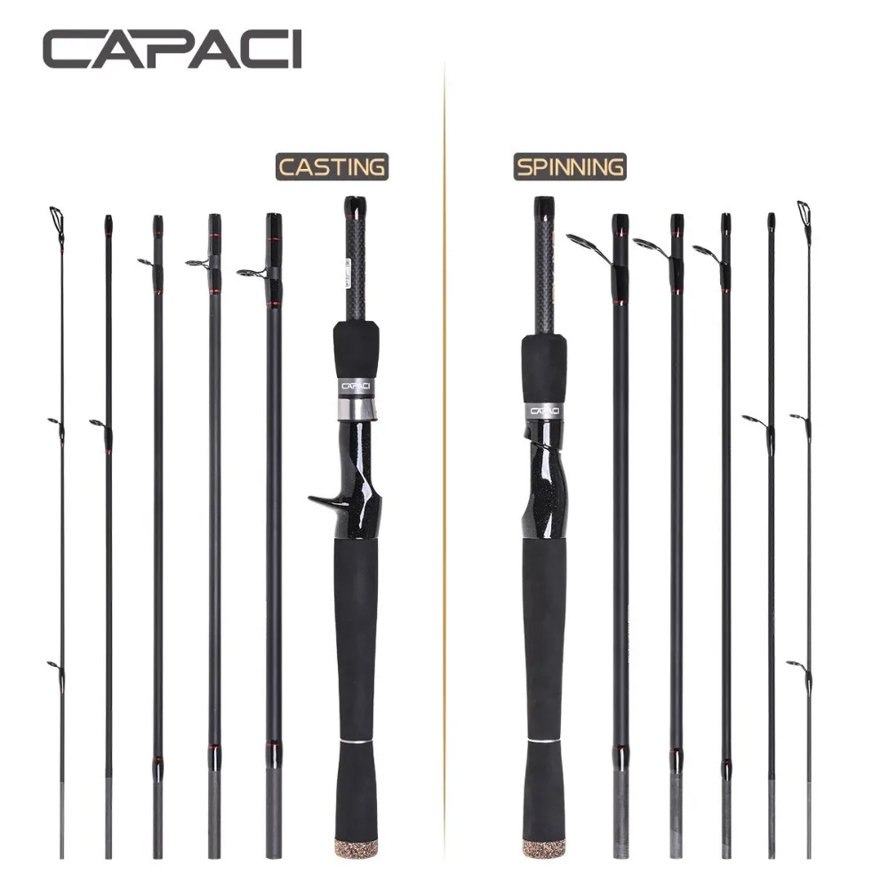 

2.1/2.4m/2.7m Spinning Casting Fishing Rod 6/7 Sections Carbon Fiber Fishing Pole for River Lake Reservoir Pond