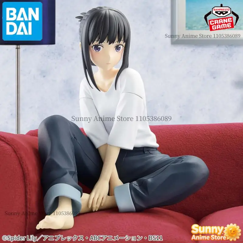 Bandai Original Banpresto Lycoris Recoil Inoue Takina Relax Time Sitting Action Figures Anime Figuras Dolls Models Toys Juguetes