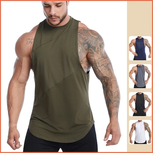 Imagen 1 del producto Camiseta sin mangas holgada de alta calidad para correr y hacer ejercicio, camiseta sin mangas para hombre, camisetas masculinas que absorben la humedad y de secado rápido