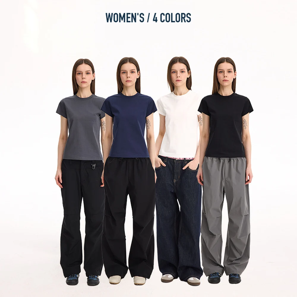 Womens Pima Cotton Sorona Blend T Shirt Fitted Crew Neck Short Sleeve Solid Color Soft Casual Summer Commuting Everyday Top