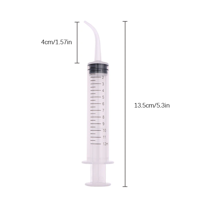 12ml Oral Care Tonsil Socket Irrigator Dental Irrigation Syringe With Curved Tip Disposable Dental Instrument For Dentist Use