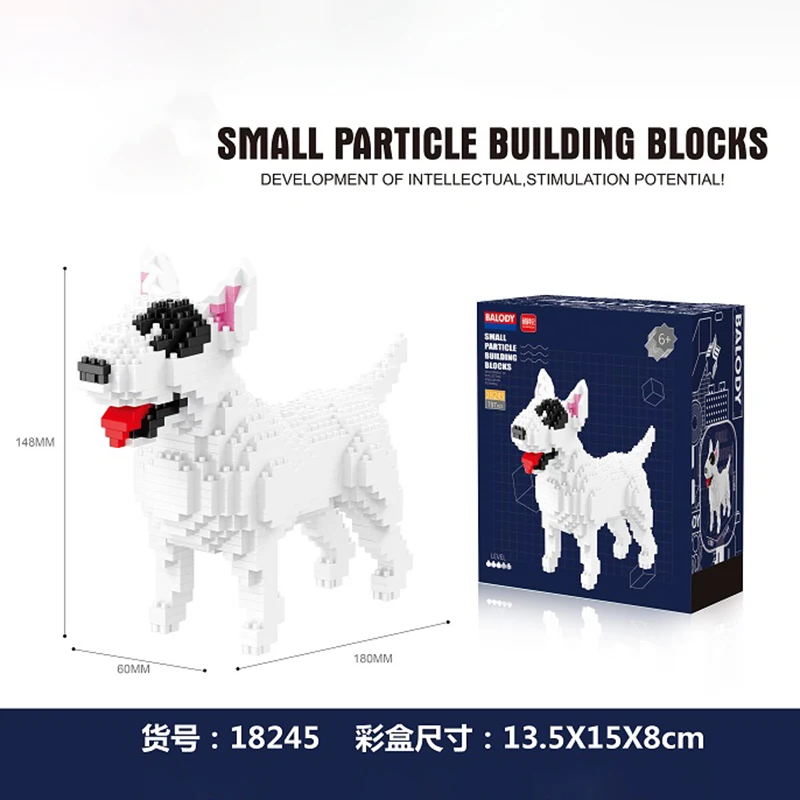 797PCS bull terrier building blocks assembled toy animal simulation model creative home decoration toys gift children\'s favorite