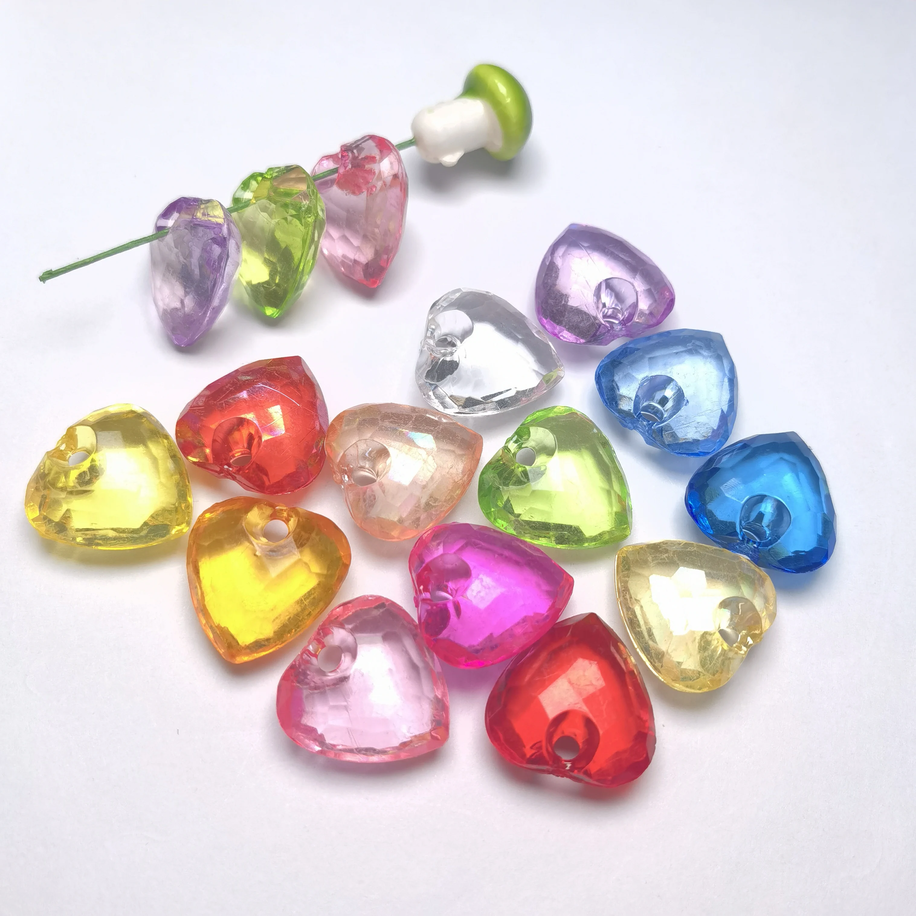 Transparent Colorful Acrylic Heart Valentine's Day Beads For Chunky Jewelry DIY  Hand Made