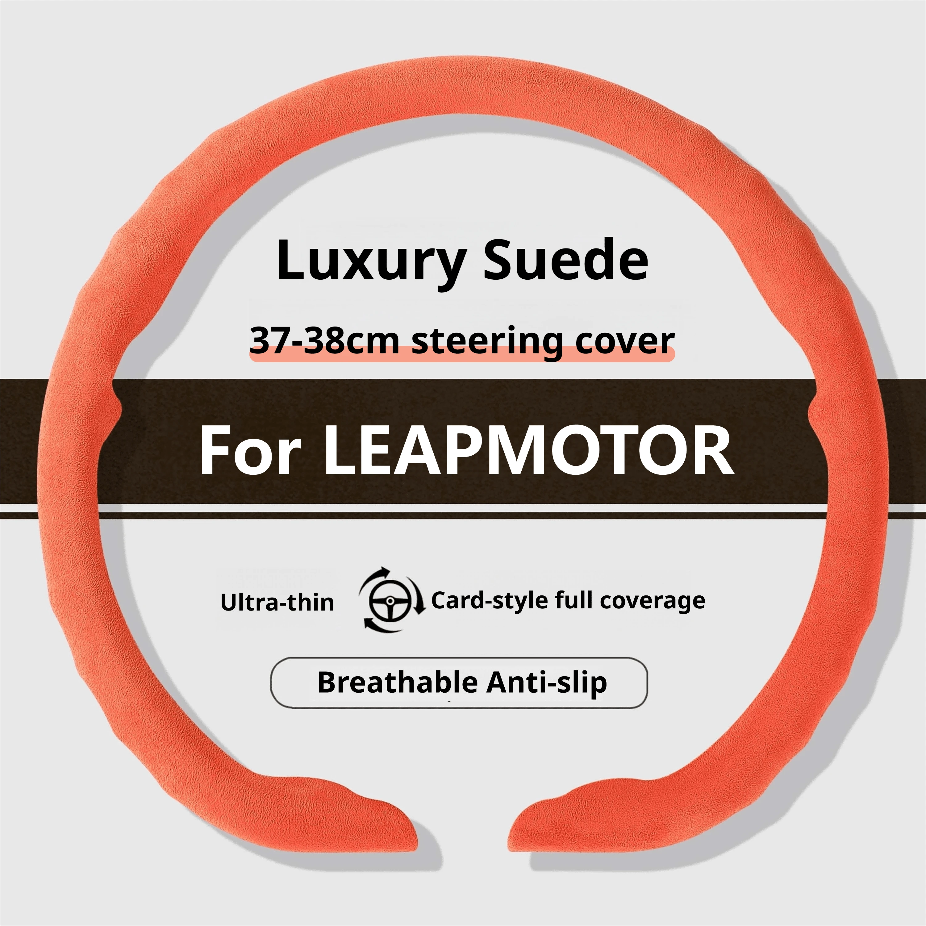 Ultra Thin Suede Steering Cover For Leapmotor T03 C10 B10 B05 C16 Lafa5 B03X C10 Hybrid C01 D19 Non Slip 15 Inch Auto Decor