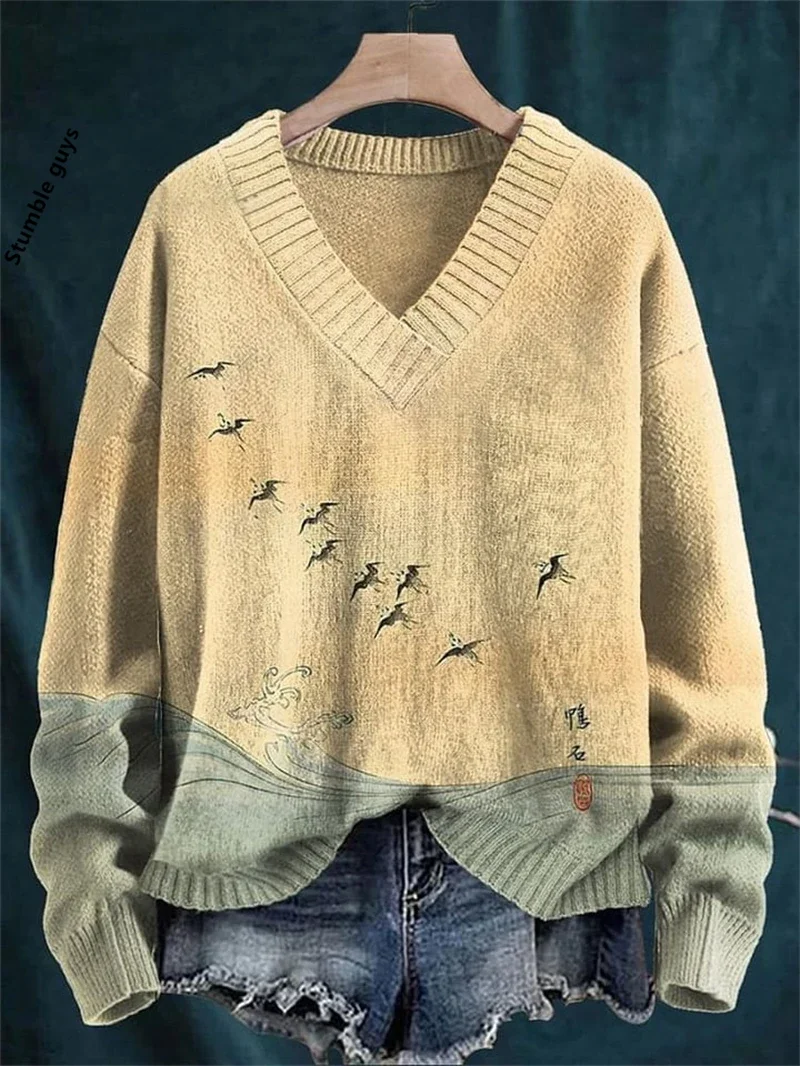 

Women's Christmas Print Sweater Autumn Winter Fashion Casual Warm Deer Dog Snowman Y2K European American Knit Top​