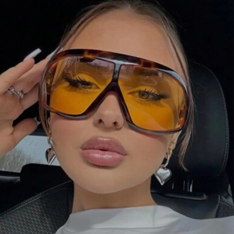Retro Großen Rahmen Frauen Quadrat Sonnenbrille Marke Schwarz Runde Gradienten Coole Männer Sonnenbrille Ein Stück Designer Pilot Sonnenbrille – Detail 1