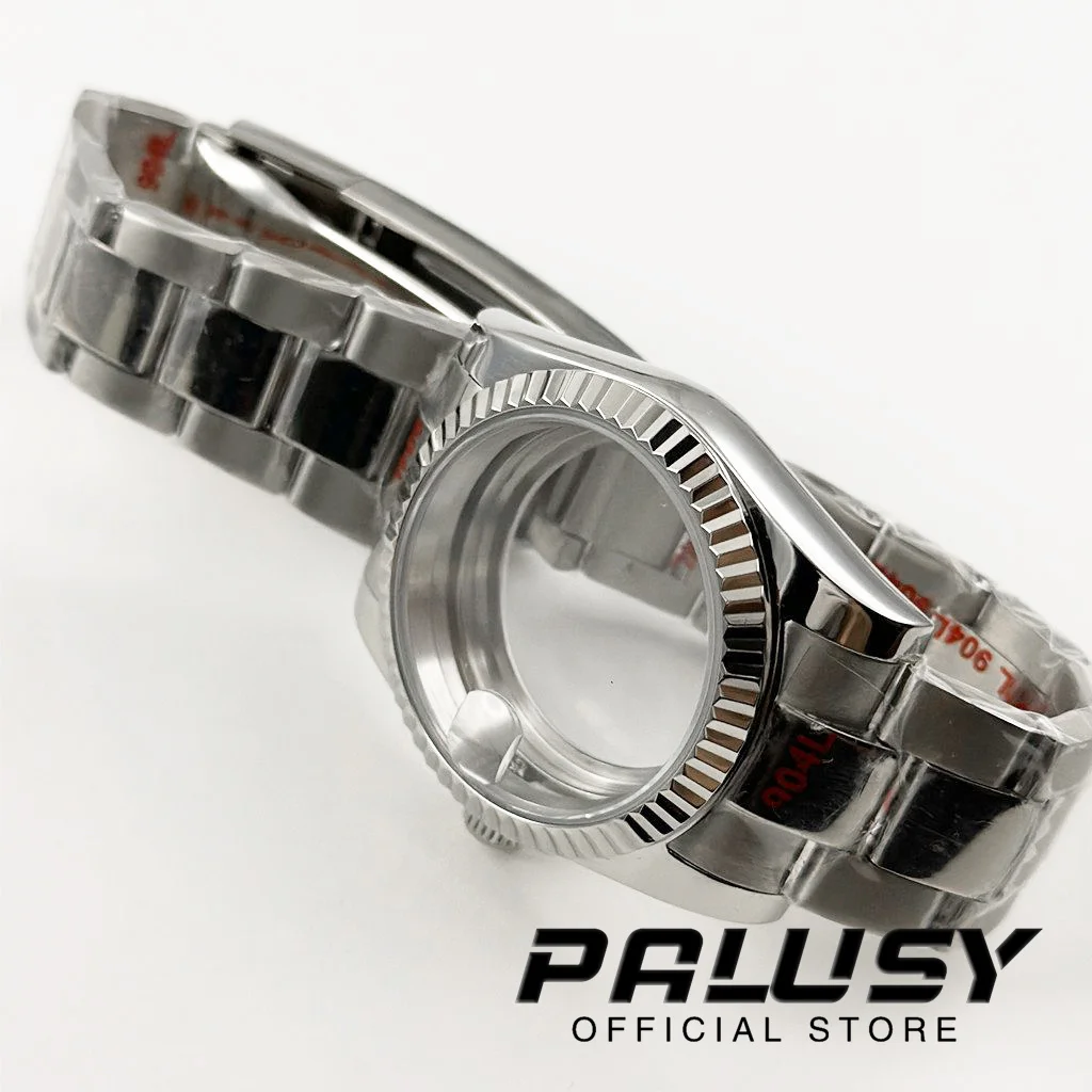 Funda de reloj resistente al agua, cristal de zafiro, 36MM/40MM, alta calidad, curva estriada, NH34, NH35, NH36, NH38, NH70, NH72, ETA2824