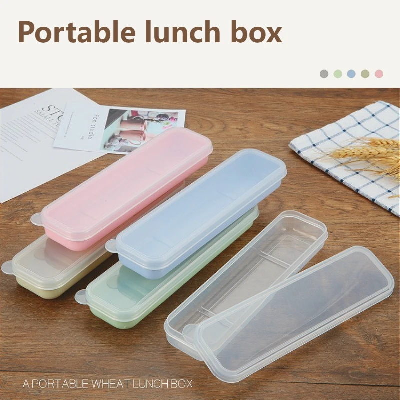1Pc Portable Tableware Box Transparent Cover Cutlery Case Travel Outdoor School Home Stowage Reusable Practical Cutlery