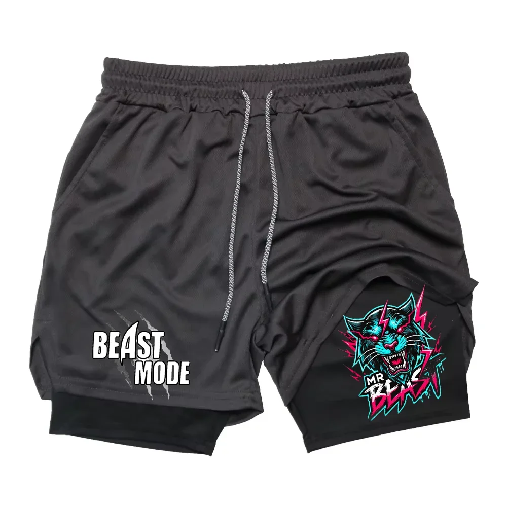 

Мужские дышащие двухслойные шорты, быстросохнущие спортивные шорты для тренировок, бега, прямых ног, летние тенденции и новинка