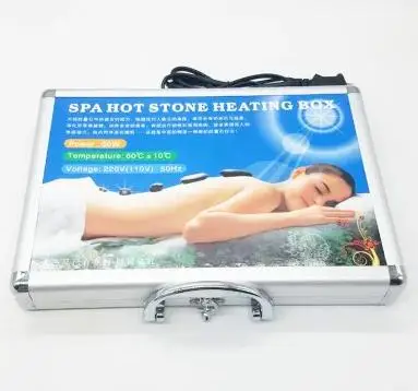 16 قطعة/المجموعة الحمم الحلقاء الطاقة الطبيعية تدليك الحجارة تدليك حجر الساخن سبا حجر البازلت الصخري مع صندوق سخان 110-240 فولت