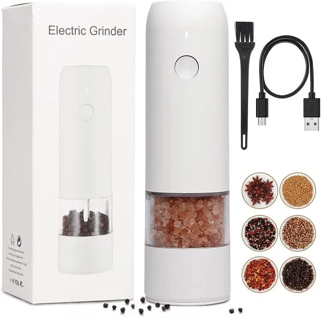 Elektrische Automatische Zout En Pepermolen Set Oplaadbare Met Usb Gravity Spice Mill Verstelbare Specerijen Grinder Keuken Gereedschap