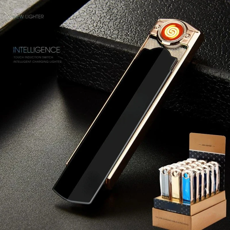 USB Flameless Lighter Rechargeable Cigarette Accessories Easy to Carry Windproof Lighter Men\'s Exquisite Gift Gadgets