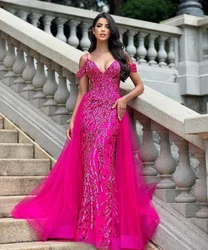 Elegant Fuchsia Prom Dress Mermaid Spaghetti Evening Dresses For Women Vestidos De Noche Wedding Party Gown