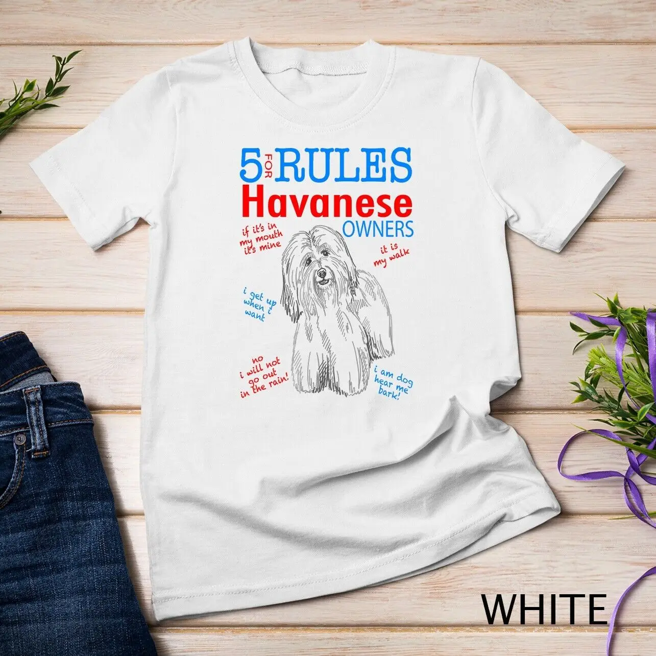 

5 правил для владельцев Havanese, футболка унисекс