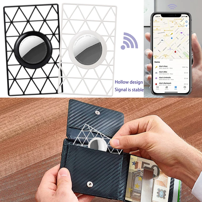 多機能GPSロケーショントラッカーホルダー、カード形状デザイン、アップルエアタグスリーブ、ウォレット用スマートエレクトロニクスアクセサリー