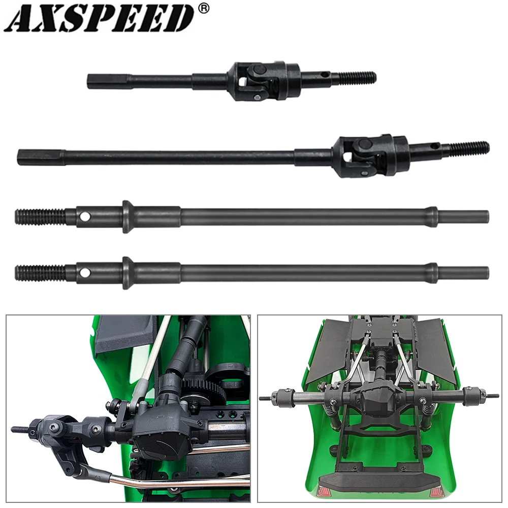 AXSPEED Steel Front Rear Axle CVD Drive Shaft for 1/10 Axial SCX10 PRO RC Car Upgrade Parts