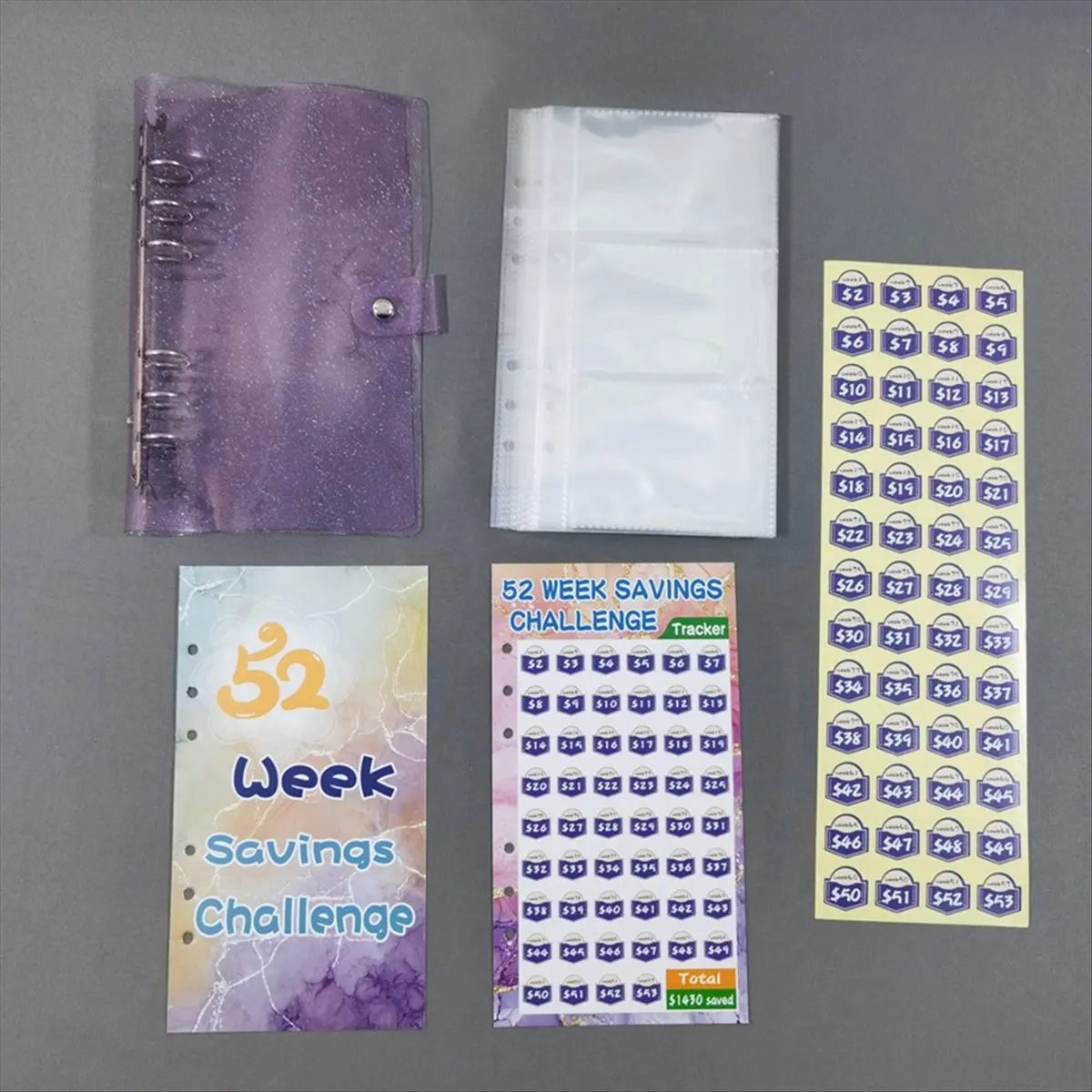 Eco-friendly 3PCS 52 Week Savings Challenge, Budget Book with Cash Envelopes, Money Organizer for Cash, Budget Book Planner