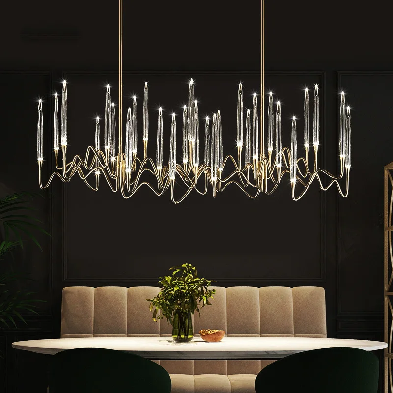 Nordic LED Luxury Candle Chandelier Crystal Ceiling Chandelier Living Room Kitchen Interior Decoration Lighting Fixtures