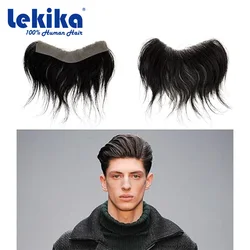 Peluquín en forma de V para la frente para hombre, 100% de piel de cabello humano, postizos de PU para hombre, adorno Frontal para el cabello para reclinar la línea de cabello Natural