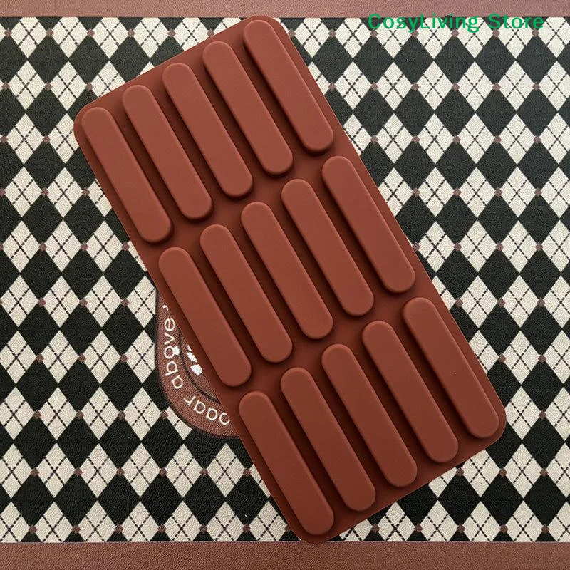 [CL]15 Hole Silicone Chocolate Bar Mold Long Strip Finger Biscuit Mould Round Strip Mousse French Dessert Cake Mold[CL]