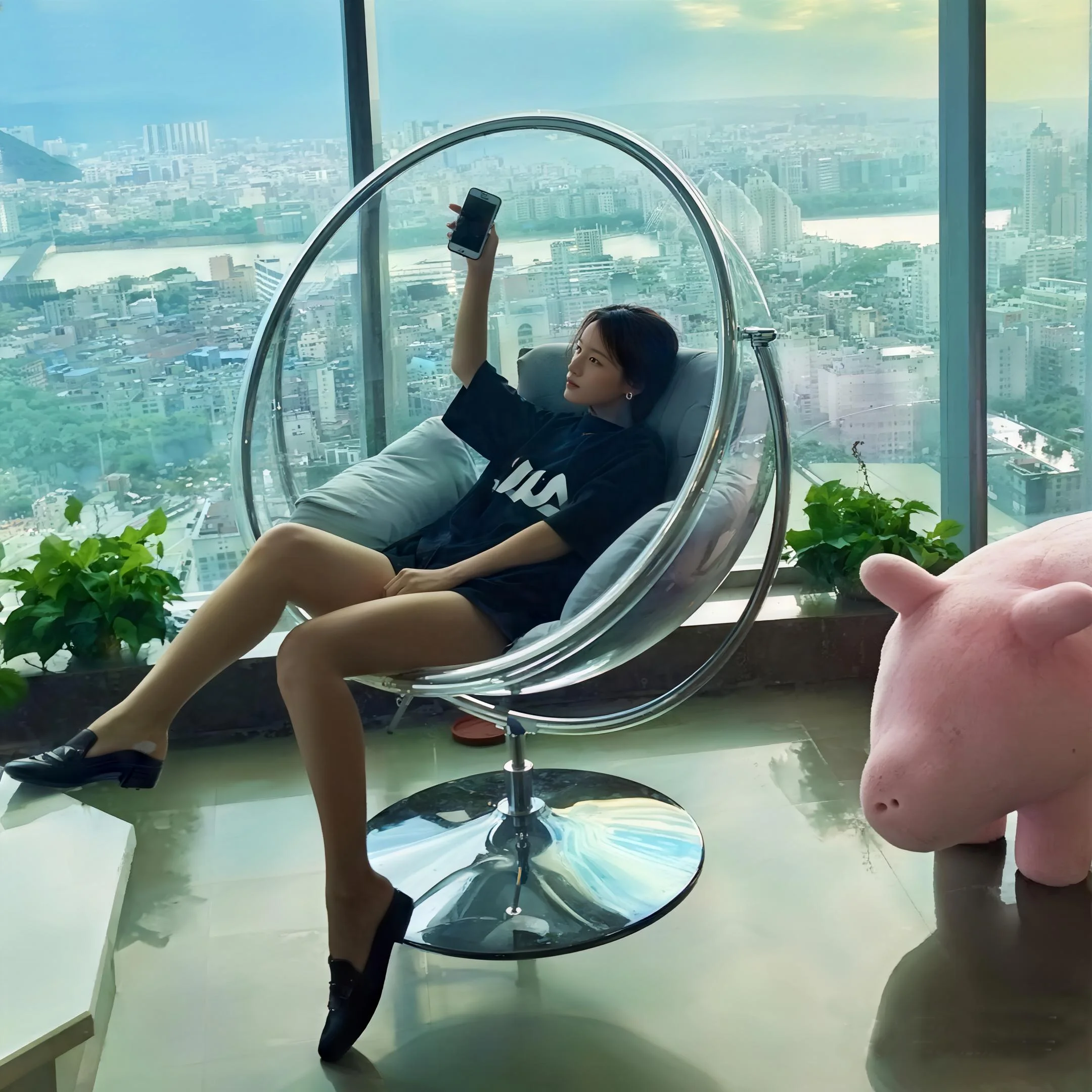 Modern Acrylic Bubble Rocking Chair, Multi-Style Indoor Leisure Hanging Basket Lazy Sofa for Living Room Villa Apartment Relax