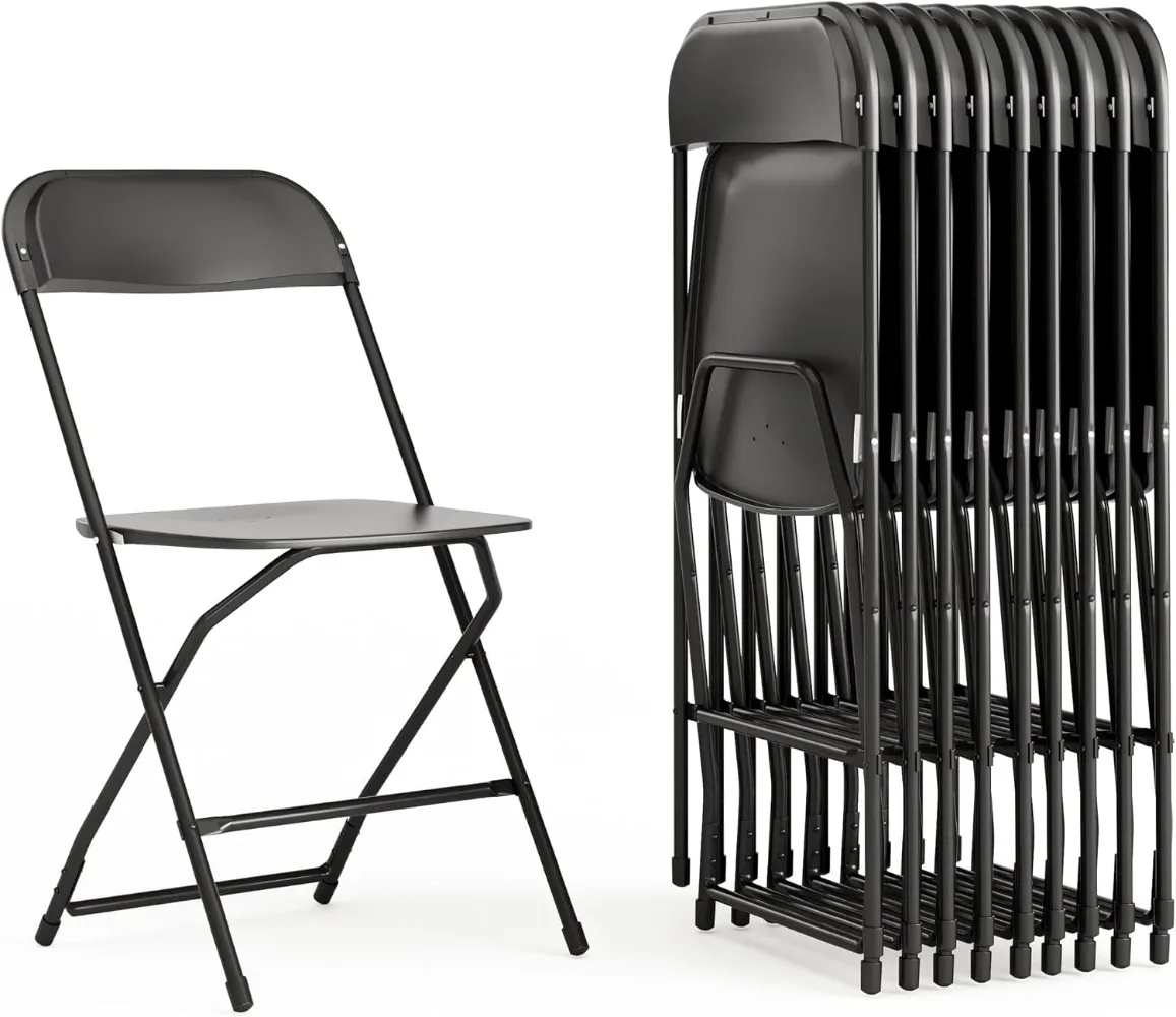 Furniture Hercules Plastic Folding Event Chair, Black, 10-Pack | Lightweight, 650 LBS. Weight Capacity