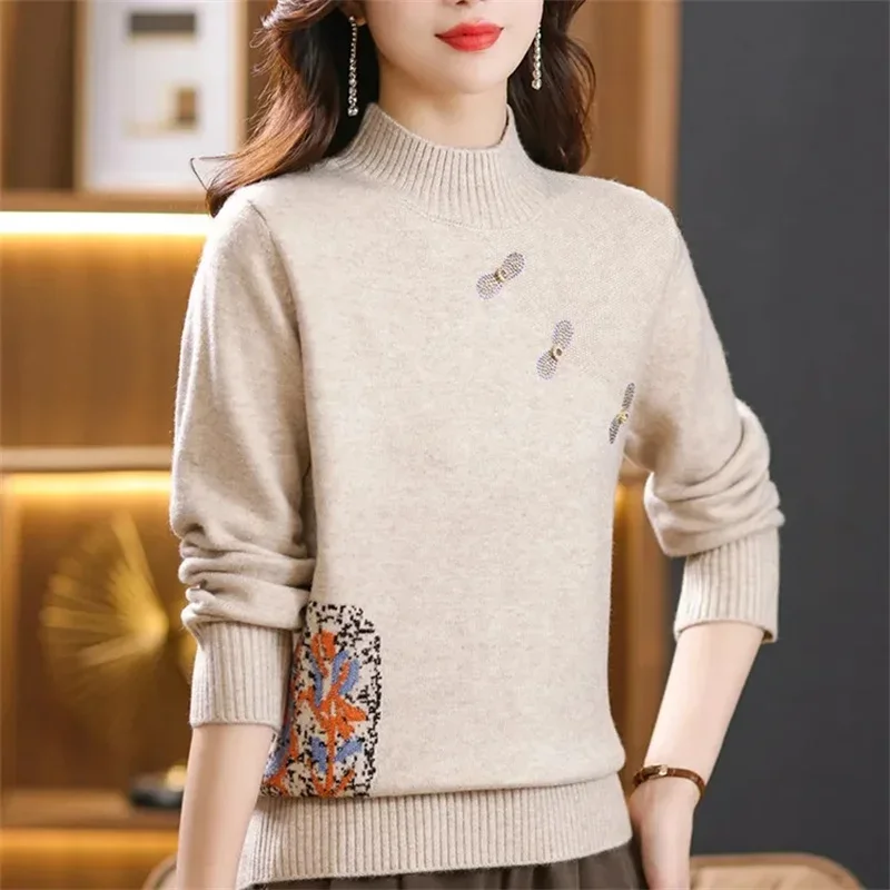 Turtleneck Sweater Women Fashion 2024 New Stretch Tops Women Knitted Pullovers Long Sleeve Bottoming Knitted Sweater