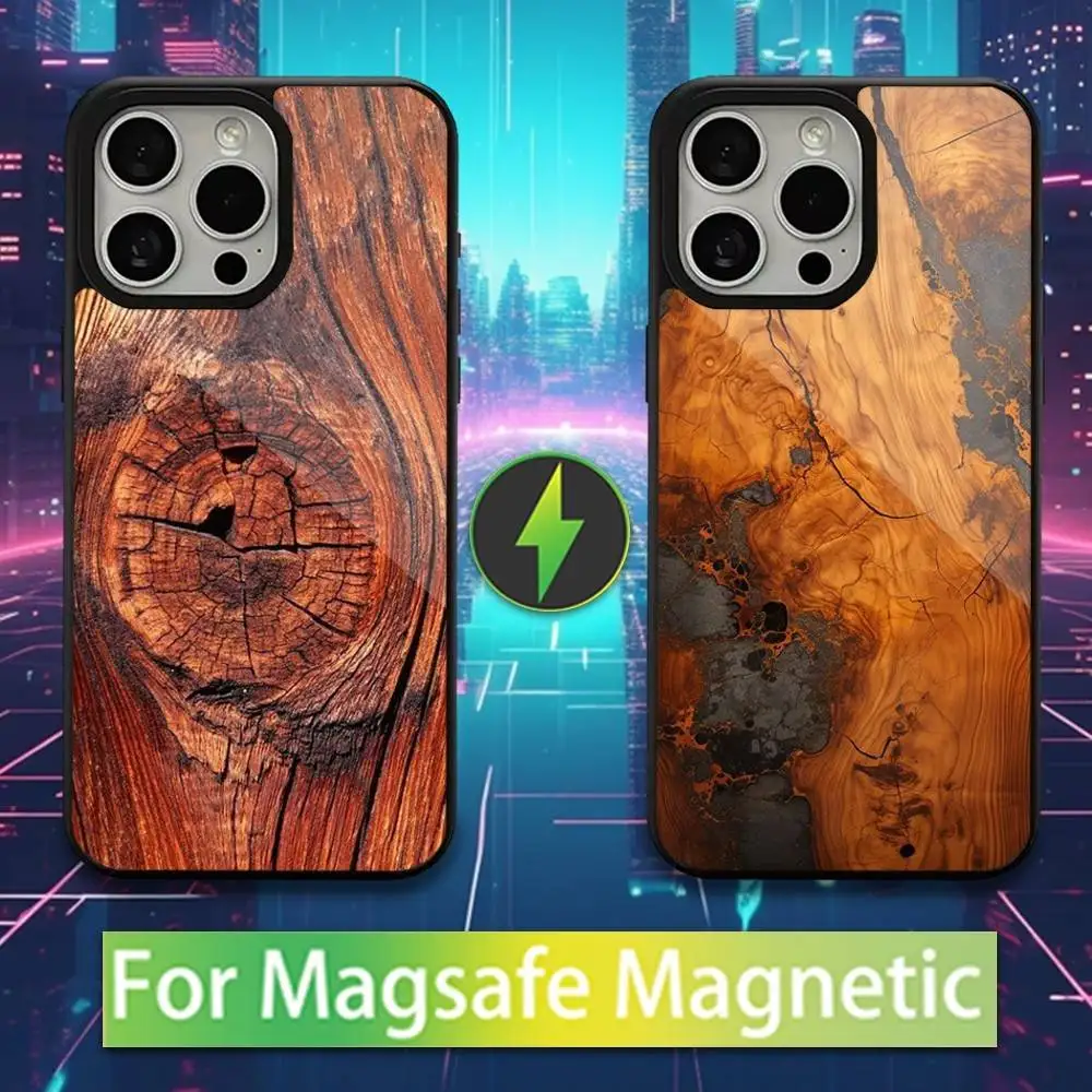 

Natural Art Wood For iPhone 15,Mini,13,Max,11,12,Pro,16,17,14,Plus,For Magsafe,Magnetic Wireless Charging Case
