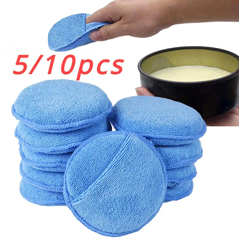 Car Polishing Waxing Sponges Pad 5 Inch 125mm Microfiber Round Motorcycle Auto Wax Applicator Polish Foam Sponges Cleaning Tools