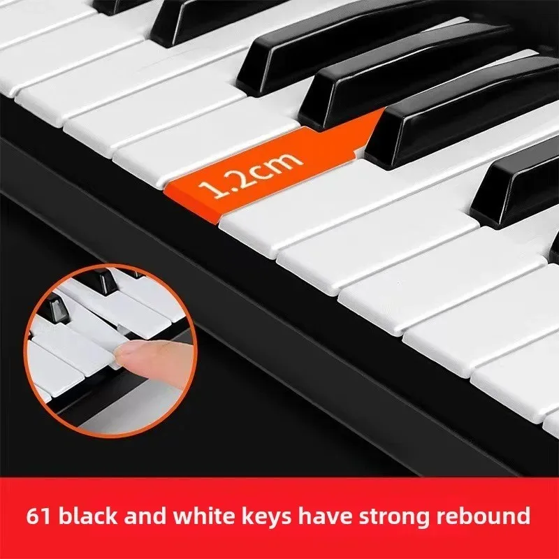 61 مفتاحًا للوحة المفاتيح الإلكترونية للأطفال مع ميكروفون للمبتدئين، آلة موسيقية، هدية تعليمية للأطفال.