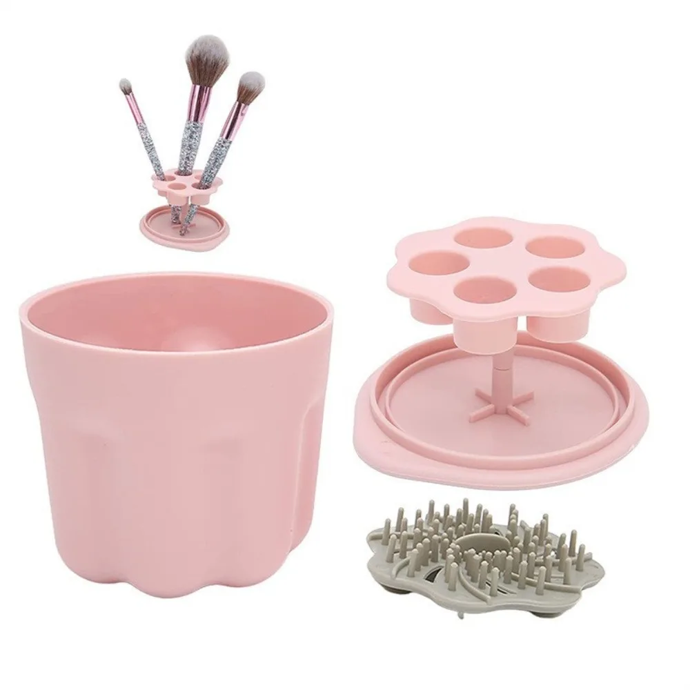 Escovas de maquiagem de silicone macio, Cleaner Cup Container Escova de lavagem, Cosméticos Pen Storage Bucket, Portátil Beleza Escova Secagem Rack