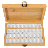 36 Cells Bamboo Wood Watercolor Palette Paint Box Durable Color Mixing Plate Pigment Holder Art Drawing Tray Solid Paint Storage