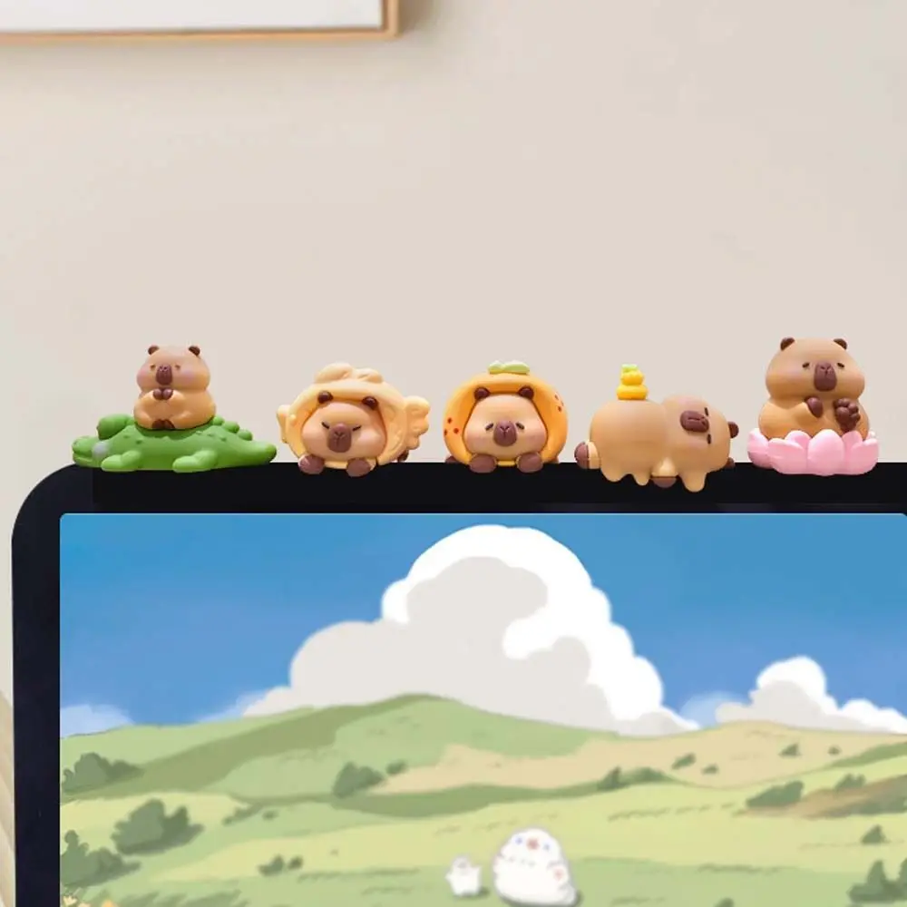 

Cute Animal Computer Monitor Decor Navigator Screen Office Ornament Capybara Screen Figurine Decoration Cartoon