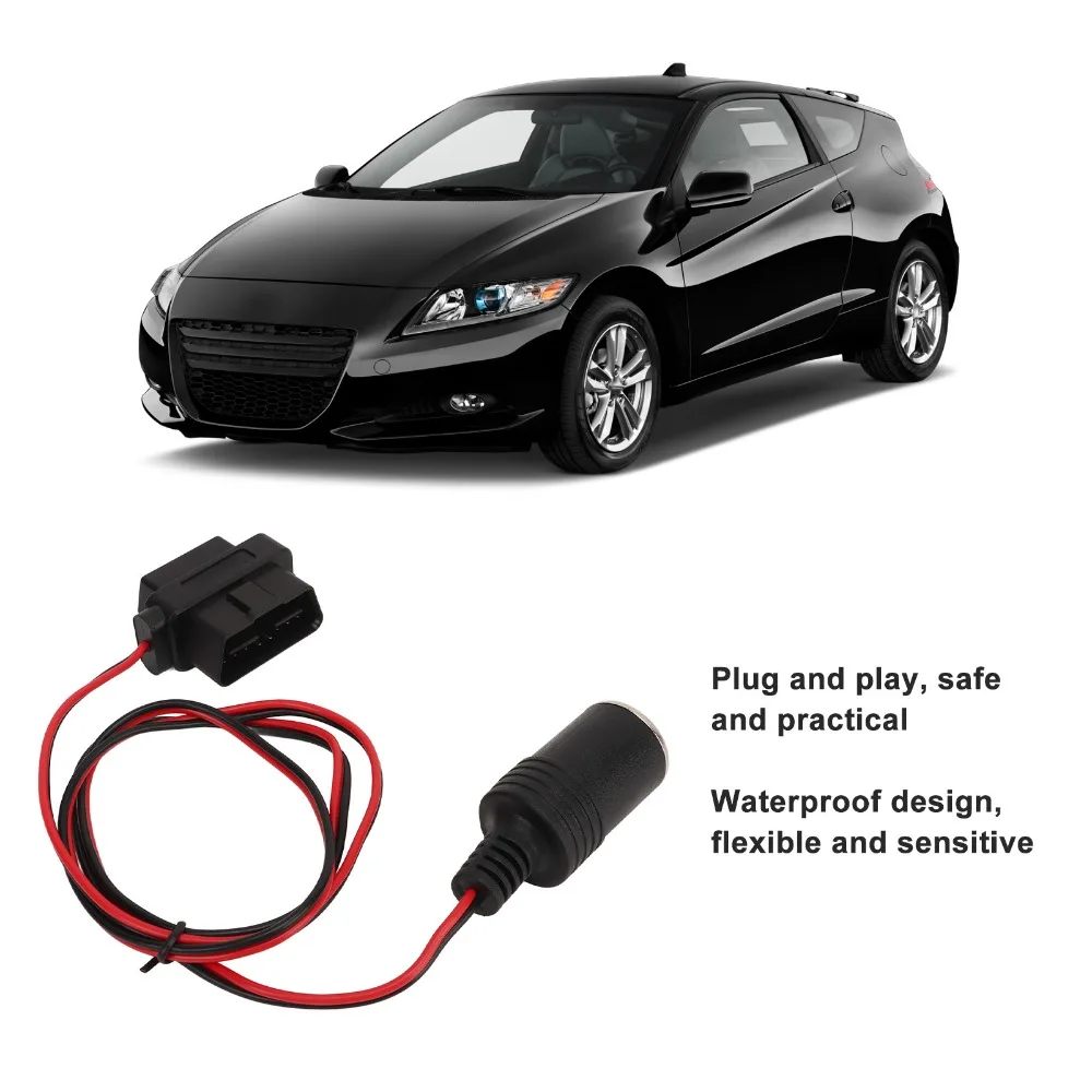 Durable ABS Lighter Socket Adapter 16Pin Plug And Play OBD2 Lighter Adapter Universal OBD2 Power Cord Adapter Auto Shop