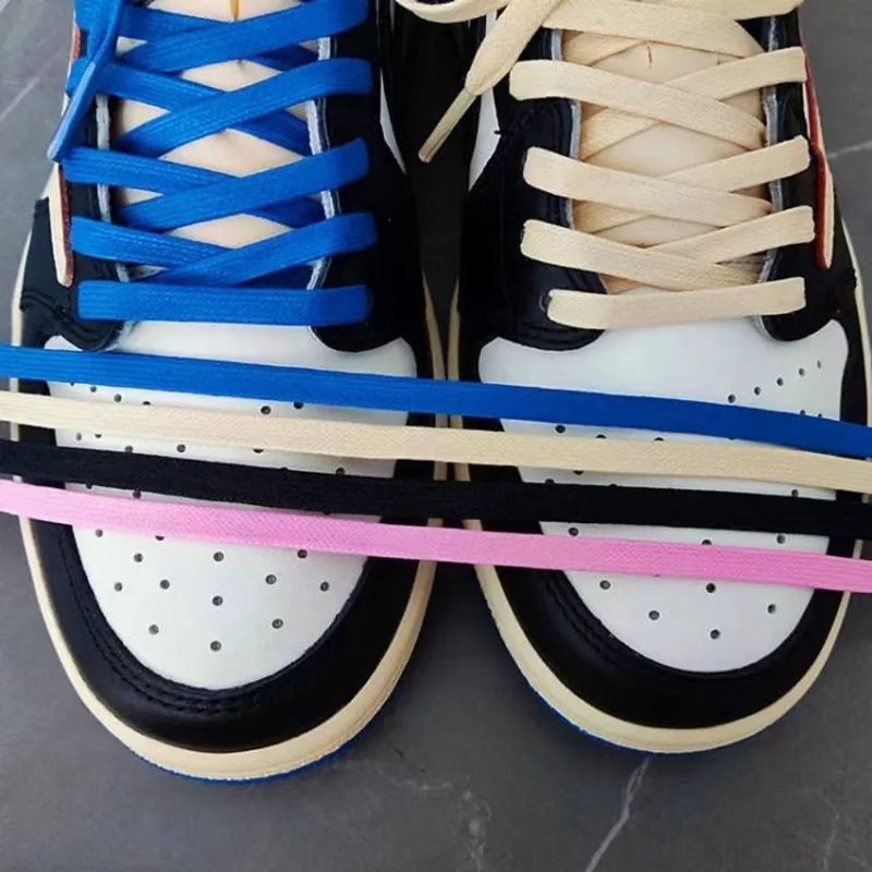 

Flat Waxed Blue Pink Cotton Shoelaces Men Women Trend Personality Sneakers Sport Casual Basketball Lightning Barb Shoes Laces