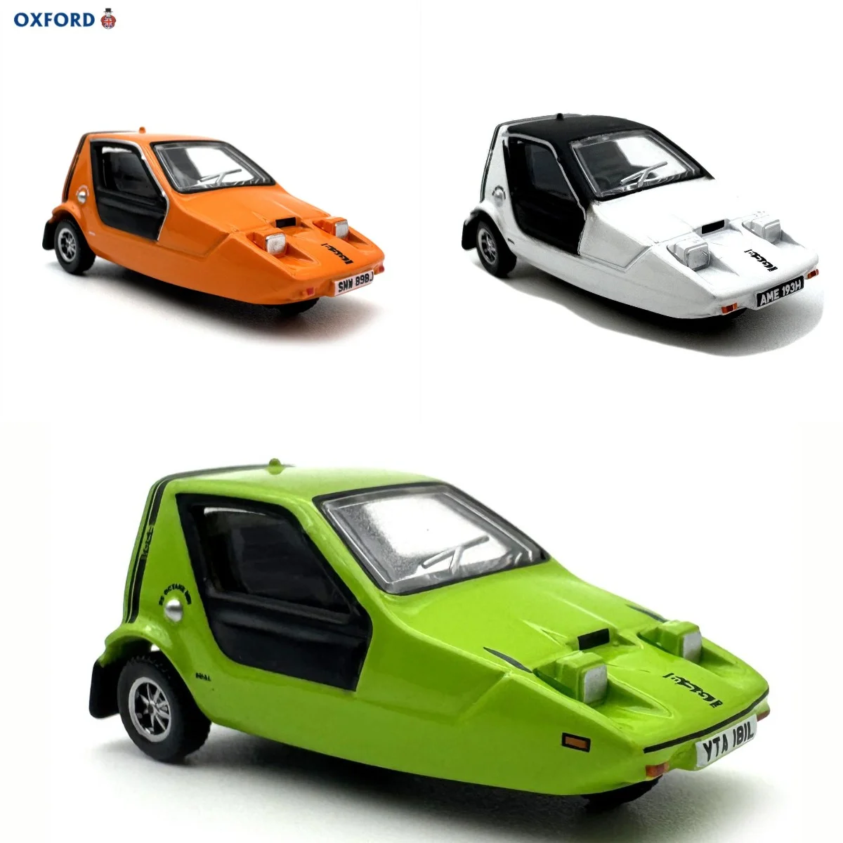 Diecast OXFORD 1:76 Scale Bondy Citron Lime Green 1972 Vintage Mini Tricycle Car Alloy Car Model