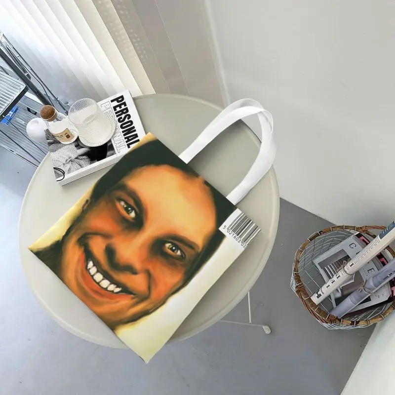 Custom Aphex Twin Canvas Shopping Bag Women Recycling Groceries British Electronic Music Artist Tote Shopper Bags