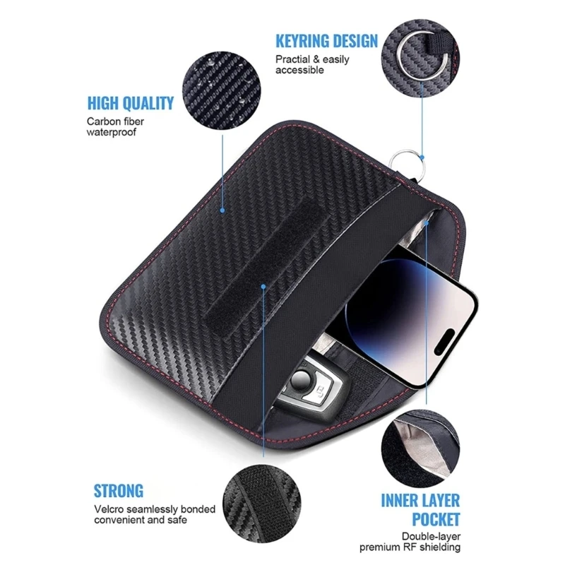 Car Keys Signal Blocker Bag Remote Control Blocking Shielding Faraday Bag Protector Bag Keys Pouch Safe Lock Key Case