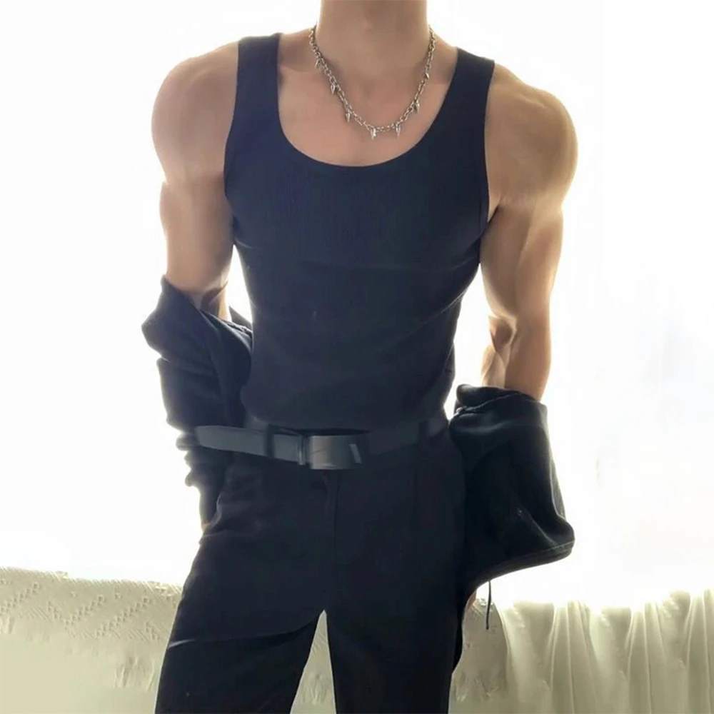 Mens Vest Plain Casual Cotton Tank Top Spring Gym Sports Fitness Daily All-Match Classic Sleeveless Top Men\'S Clothing 2025 New