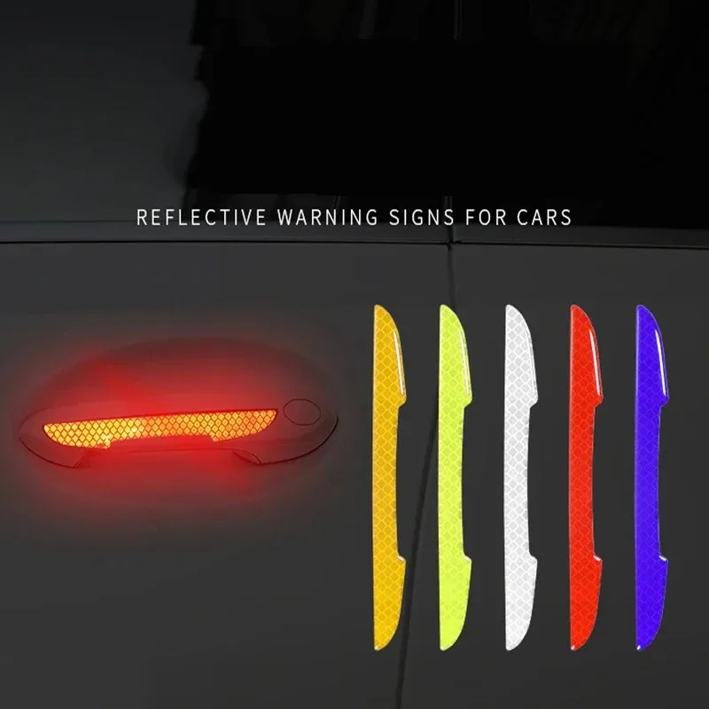 

4PCS Car Door Bumper Strip Universal Rear View Mirror Door Handle Reflective Sticker Body Bumper Decoration Strip Accessories