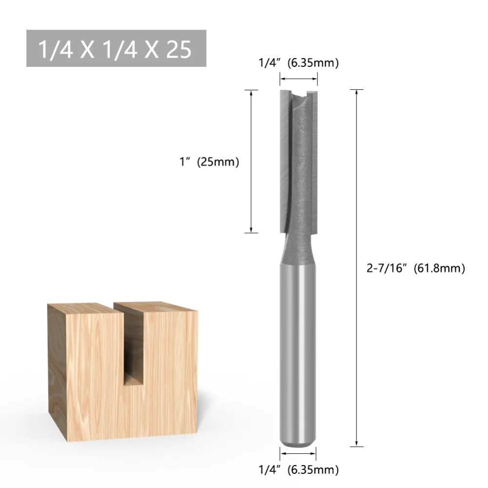 

Router Carbide Cutter 1 4x1 4x25 1 4in Router Bit Set 45 Steel Construction YG6X Carbide Alloy For Woodworking