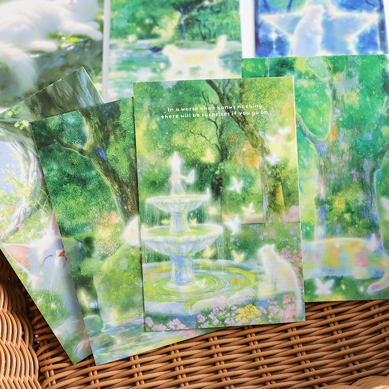 30pcs/lot Retro Ins Cartoon Cat Commemorative Card Postcard, Friend's Blessing Message Card School Student Stationery Supplies