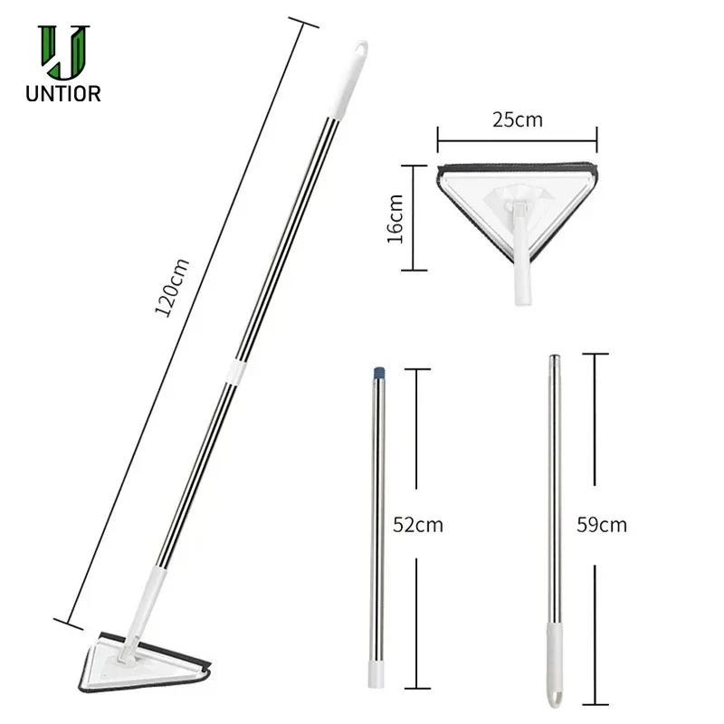 UNTIOR Long Rod Telescopic Mopping Multifunctional Dry And Wet Mopping Window Cleaner Rotatable Household Soft Cleaning Tools