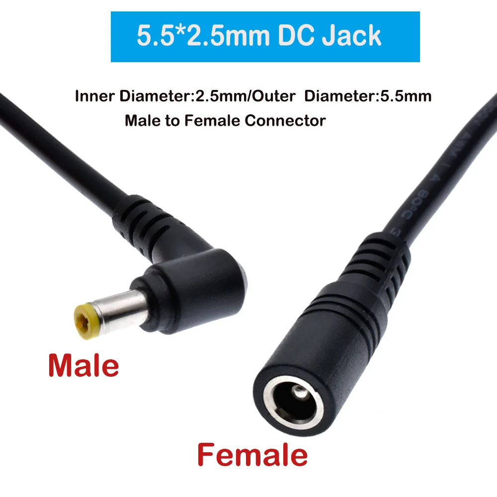 18AWG DC 5.5mm*2.5mm Power 2 Male to 1 Female Way Splitter Adapter Connector Plug Cable 12V For CCTV Camera LED Strip Light