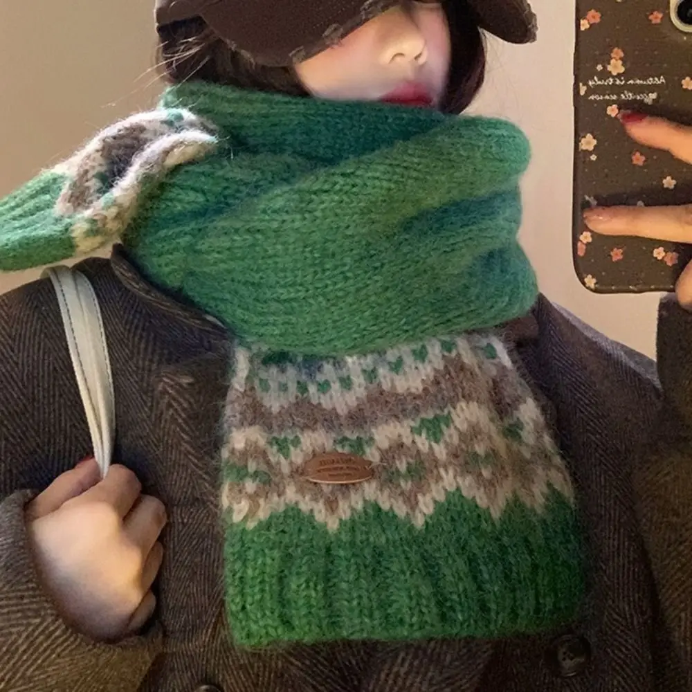 

Classic Wool Jacquard Knitted Scarf Warm Winter Cashmere Scarves Thicken Korean Style Fair Isle Style Shawl Student